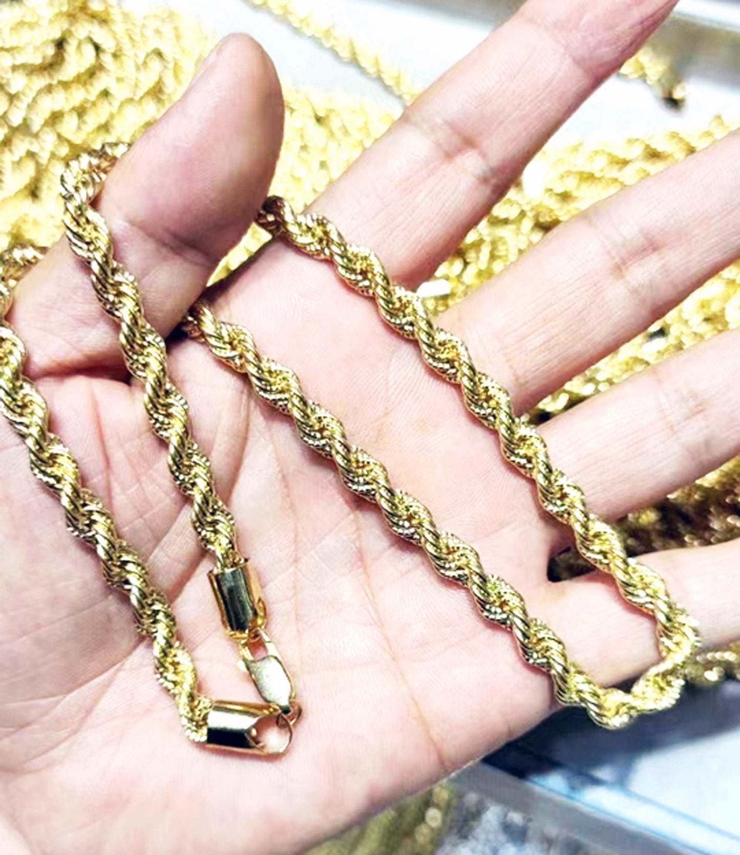 Diamond Cut Rope Chain Necklace - Providence silver gold jewelry usa