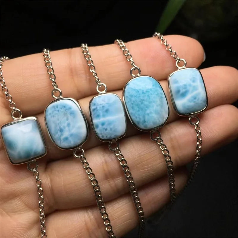 Natural Larimar Inlaid Bracelet Gemstone Bangle