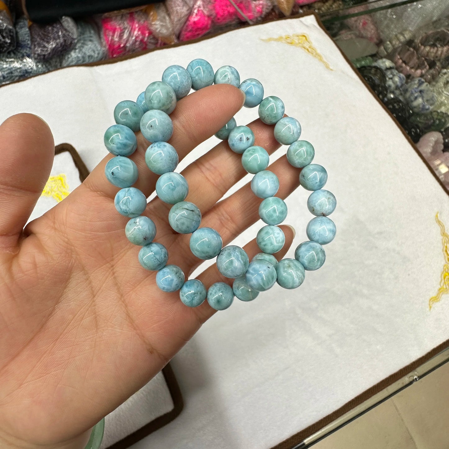 Larimar Stone Bead Bracelet Natural Stone Bracelet Senior Jewelry Female for Gift Wholesale 9mm bracelets (Copy)