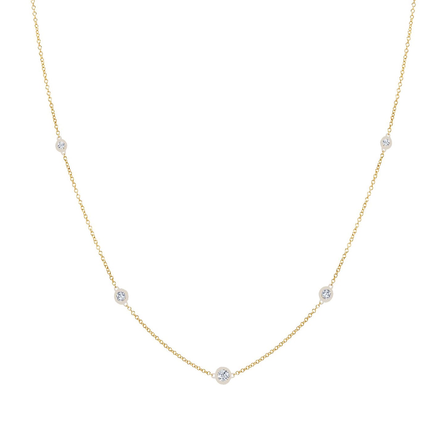New Design From RJG 14kt gold and Sterling Silver Swarvoski crystal stone bezel neckalce