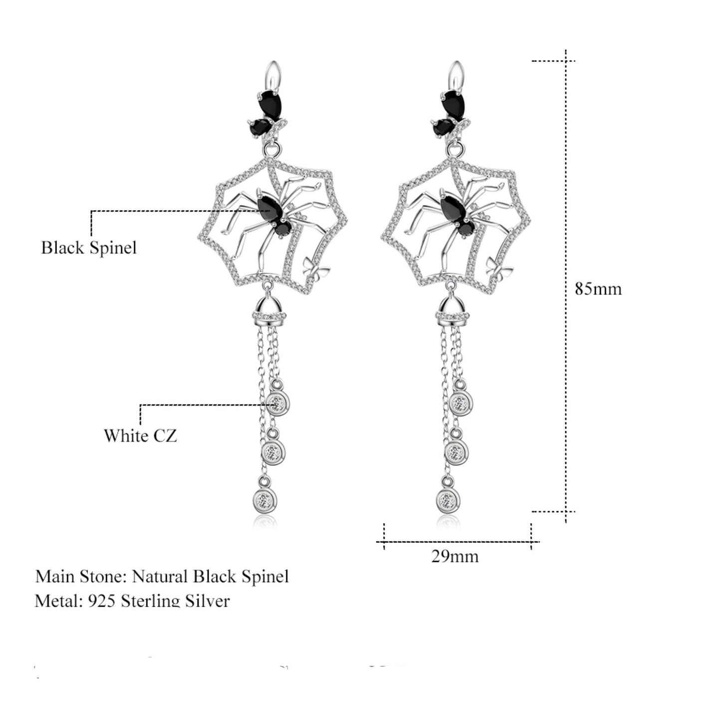 Gothic earring spiders web - Providence silver gold jewelry usa