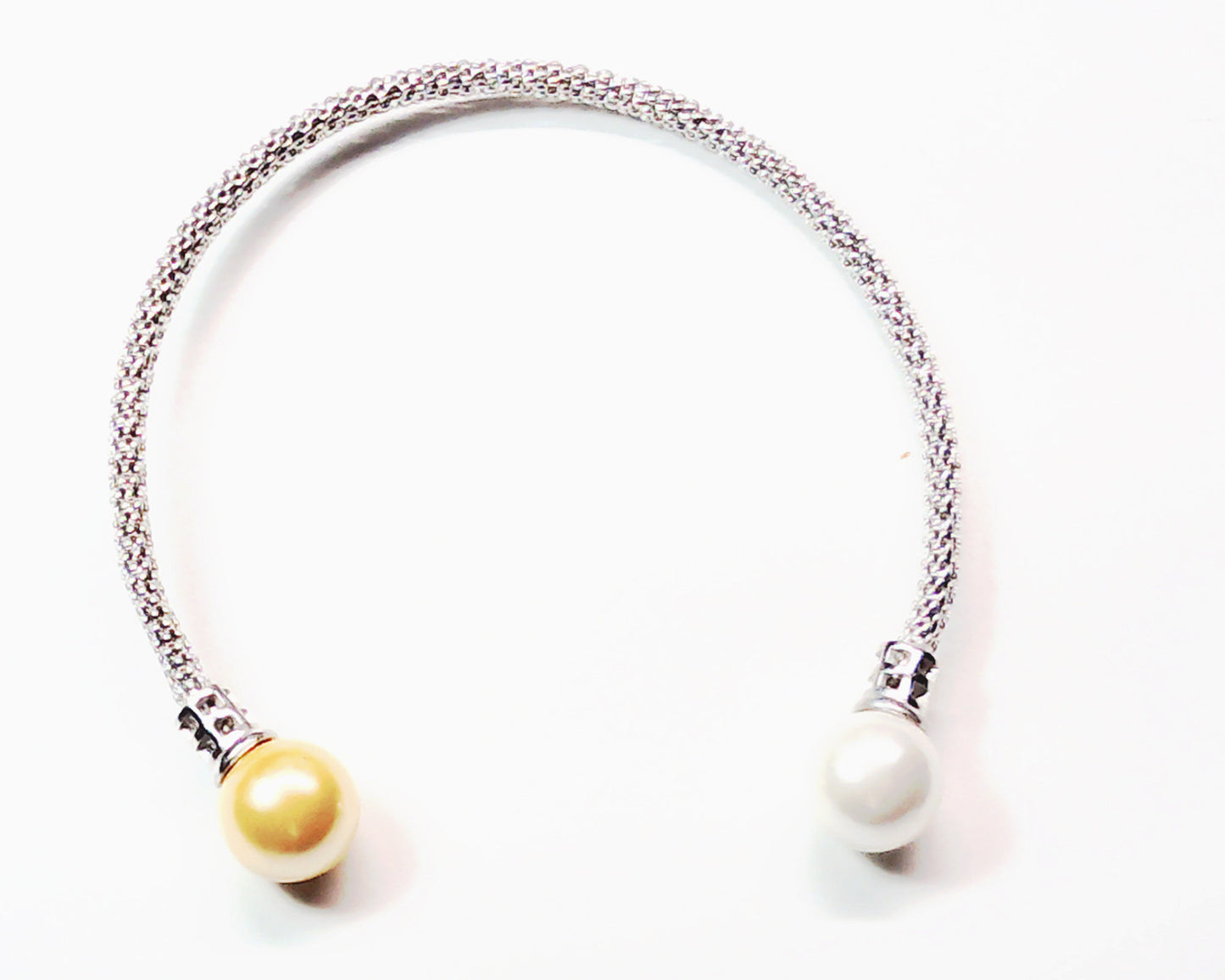 sterling silver mesh bracelet with genuine fresh water pearls - Providence silver gold jewelry usa