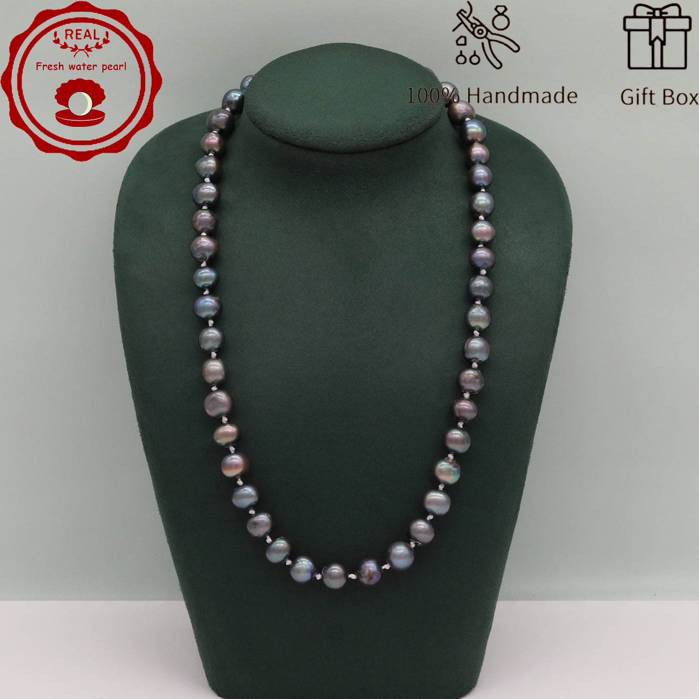 Handmade Freshwater Pearl Necklace for men and women Classic Vintage 20 year Old Large Old Pearl 17.7inch long Freshwater Pearl necklace Ideal for  Valentine's Day gifts【NK-XL2501-Purple-02】