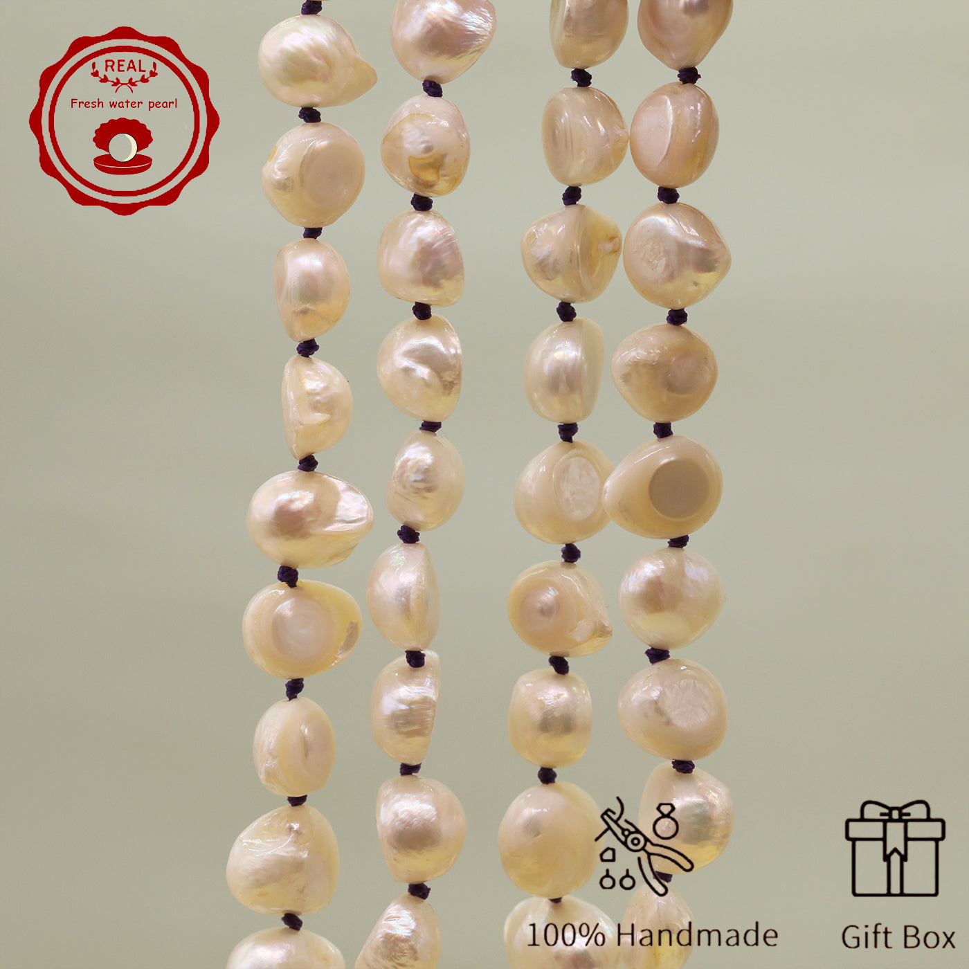 Irregular White Baroque Natural Freshwater Pearl Necklace  17.7inch long 12-17mm Freshwater Pearl necklace suitable for everyday, wedding, birthday parties, Christmas, Valentine's Day, stylish Baroque freshwater pearl necklace【NK-XL2501-White-03】