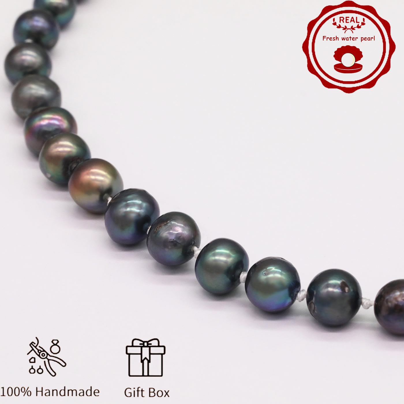 Handmade Freshwater Pearl Necklace for men and women Classic Vintage 20 year Old Large Old Pearl 17.7inch long Freshwater Pearl necklace Ideal for  Valentine's Day gifts【NK-XL2501-Purple-02】