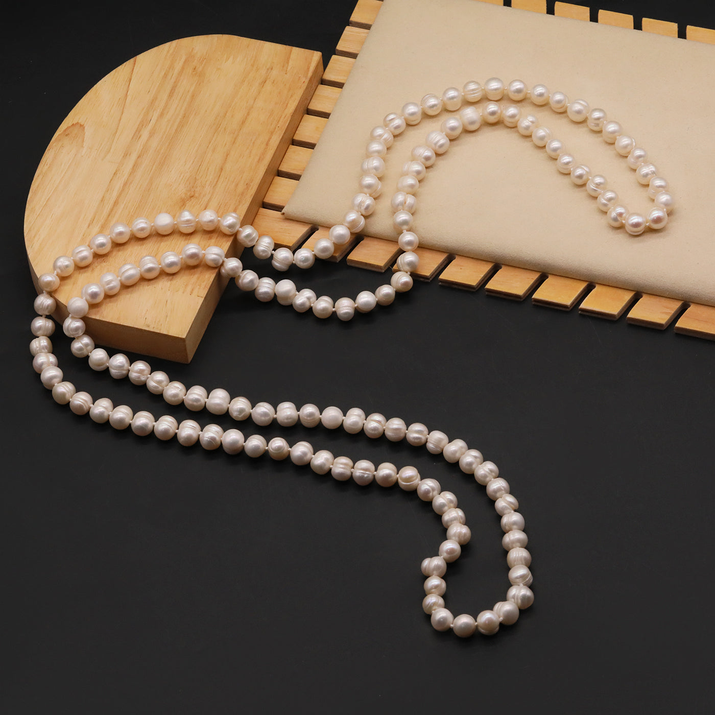 Palace style 55.1inch long white natural pearl necklace, 9-10mm real white freshwater pearl, freshwater pearl sweater chain, suitable for parties and banquets, ideal Valentine's Day gift【XL-2501White-05】