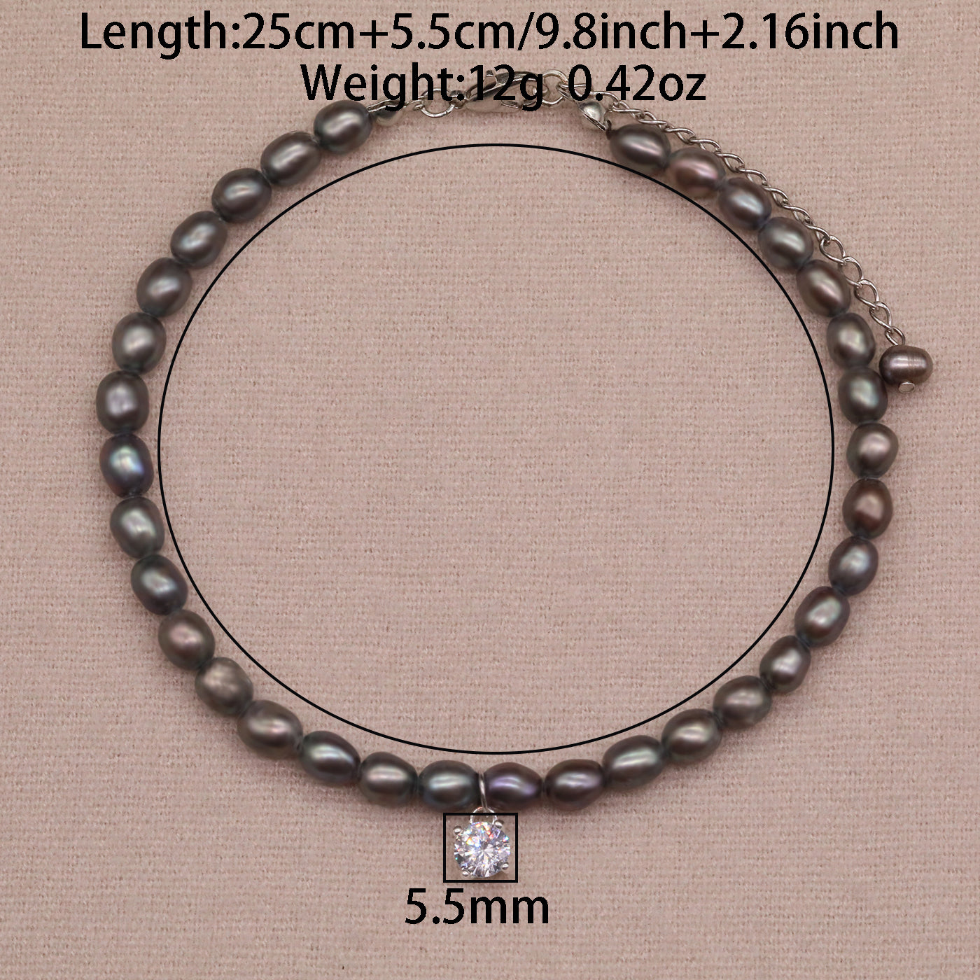 Exquisite Fresh Water Pearl with Zircon Necklace Earrings Bracelet Anklet Four piece Set  ideal for Christmas, Valentine's Day and Thanksgiving gifts, suitable for everyday, wedding and birthday[NK-XL2501-silver-01]