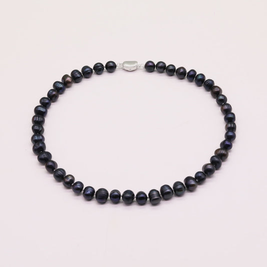 Handmade Freshwater Pearl Necklace Vintage Design Style, Suitable for Daily Wear, Special Occasions, Christmas, Mother'S Day, Thanksgiving, Valentine'S Day, Universal Accessories for All Seasons【NK-XL2501Black-02】