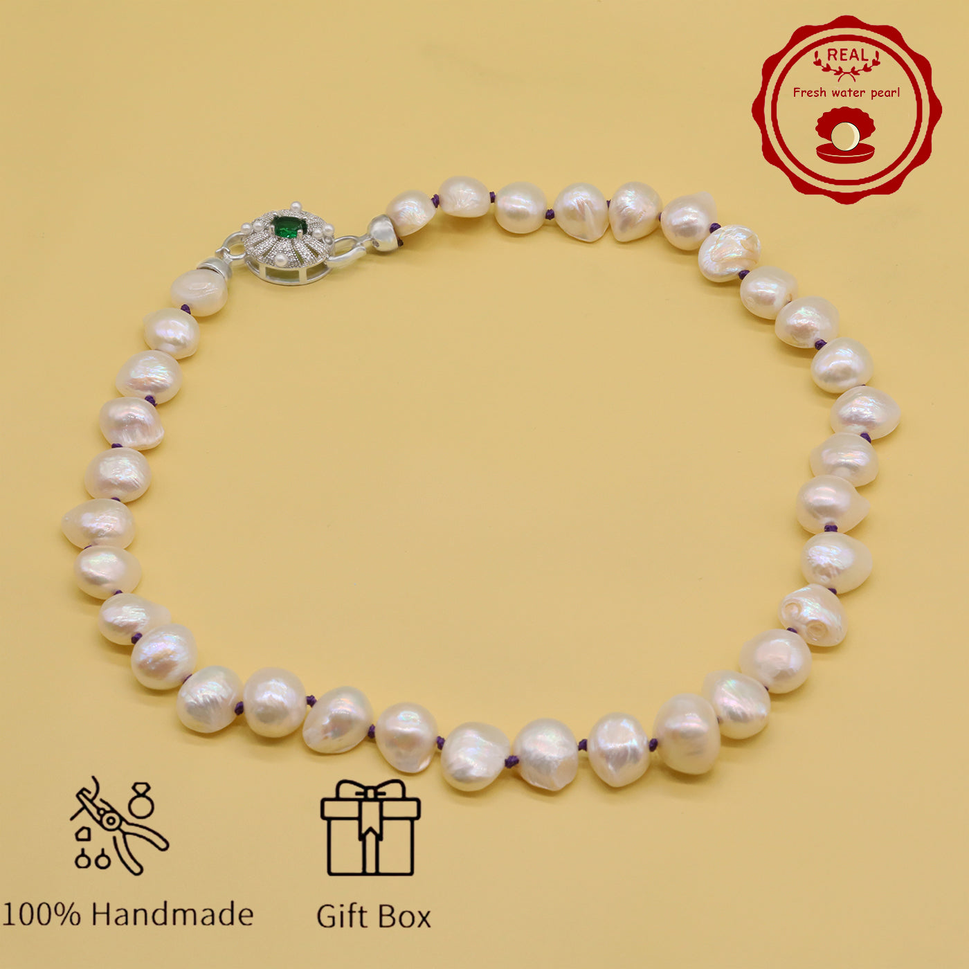 Irregular White Baroque Natural Freshwater Pearl Necklace  17.7inch long 12-17mm Freshwater Pearl necklace suitable for everyday, wedding, birthday parties, Christmas, Valentine's Day, stylish Baroque freshwater pearl necklace【NK-XL2501-White-03】