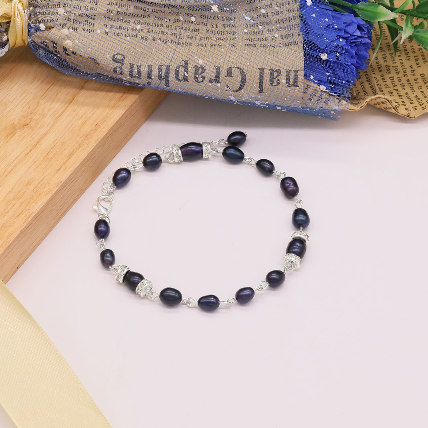 Elegant Purple Natural Freshwater Pearl Bracelet 100% handmade Freshwater Pearl bracelet Fashion jewelry gift, unisex freshwater pearl bracelet, perfect for  Valentine's Day 【NK-SL2501purple-03】