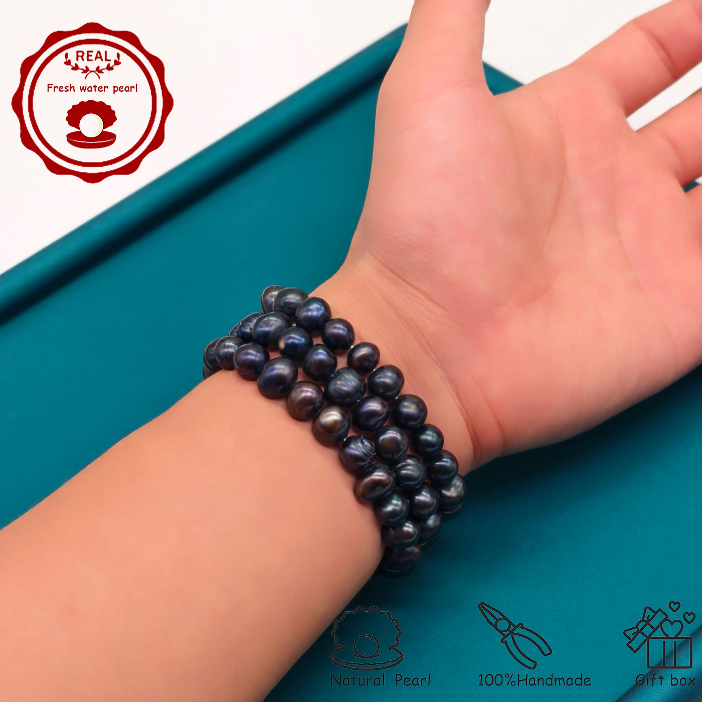 An elegant natural freshwater pearl bracelet 100% handmade black purple natural freshwater Pearl bracelet suitable for everyday wear party wear, ideal  Valentine's Day gift【NK-SL2501Purple-01】