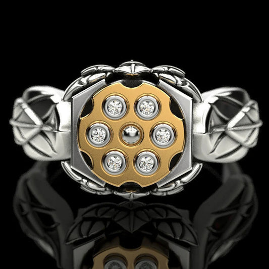 multi bullet unisex ring with gold overlay