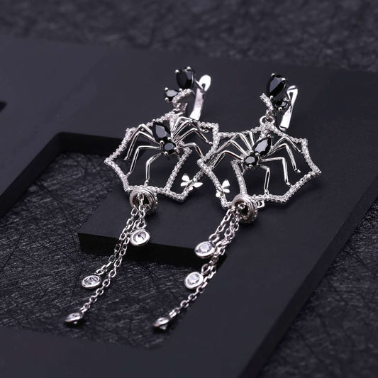 Gothic earring spiders web - Providence silver gold jewelry usa