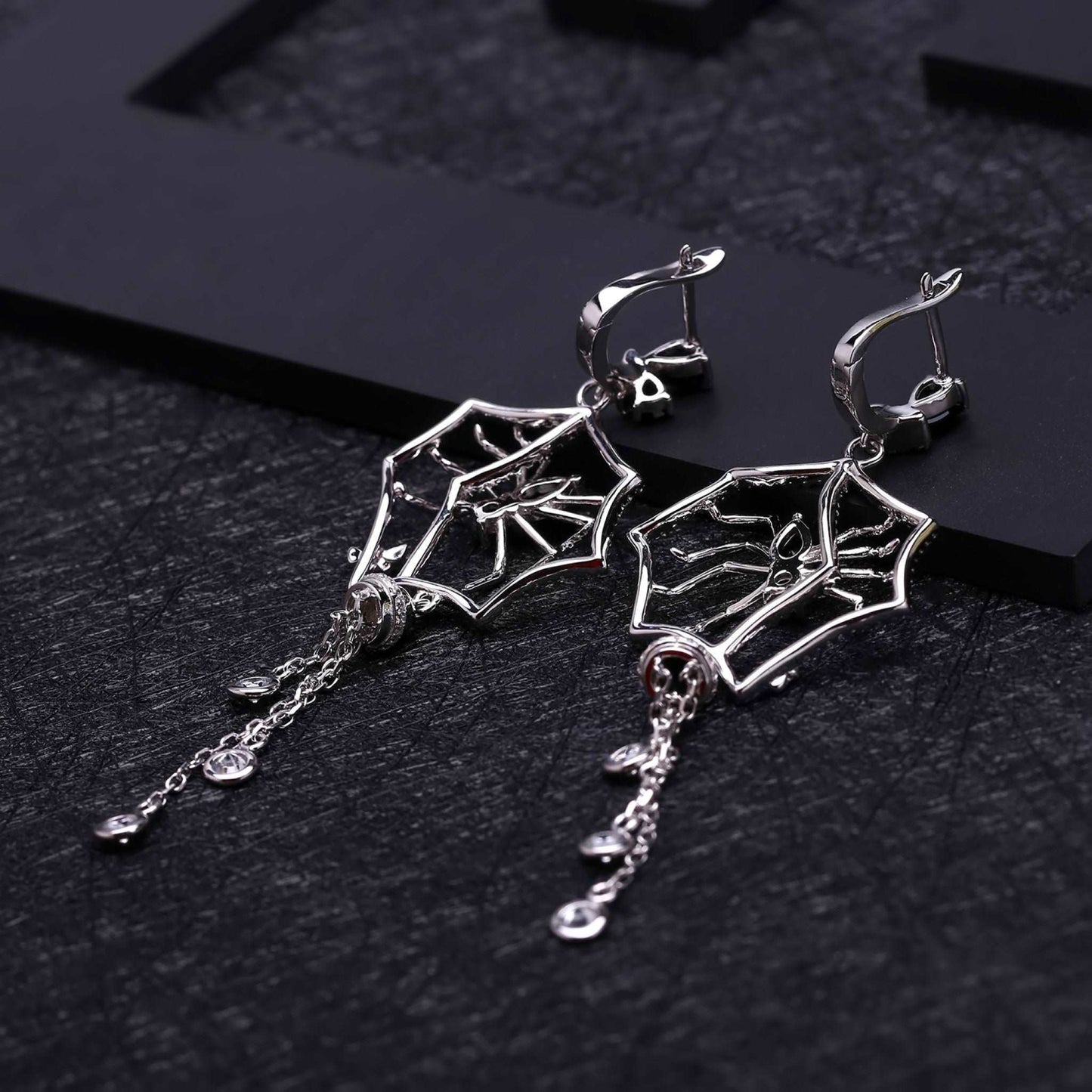 Gothic earring spiders web - Providence silver gold jewelry usa