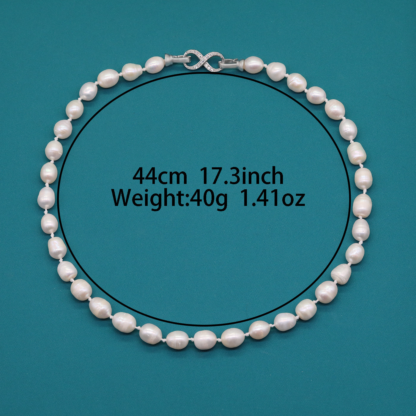 Luxury 17.3inch long white Natural Freshwater Pearl Necklace Exquisite 100% handmade 9mm freshwater pearl necklace, the choice for Christmas and Valentine's Day gifts, suitable for everyday, wedding and birthday parties