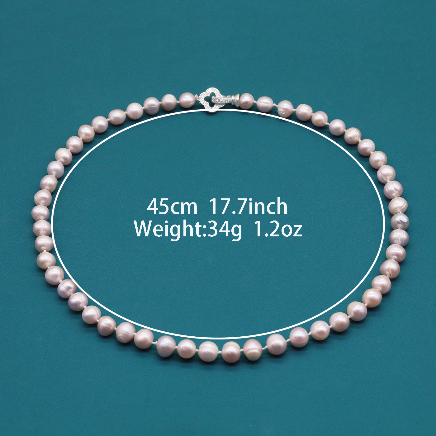 Pink Freshwater Pearl Necklace with Hollow Four-Leaf Clover Clasp Perfect for Daily Wear  Special Occasions like Weddings, Birthdays, Anniversaries Valentine's Day【NK-XL2501-Pink-03】