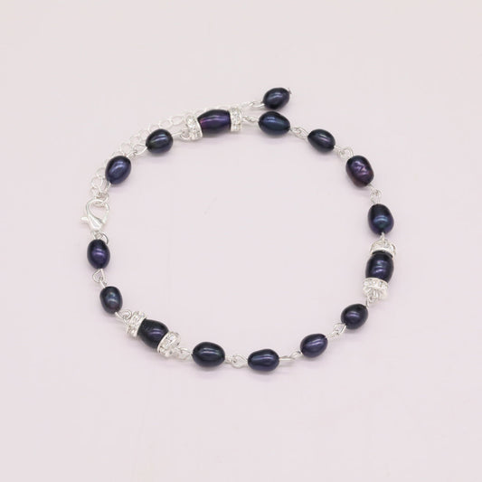 Elegant Purple Natural Freshwater Pearl Bracelet 100% handmade Freshwater Pearl bracelet Fashion jewelry gift, unisex freshwater pearl bracelet, perfect for  Valentine's Day 【NK-SL2501purple-03】