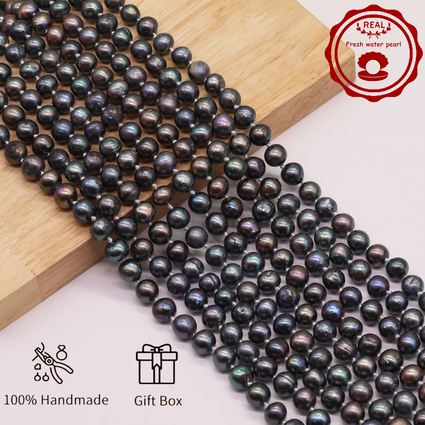 Handmade Freshwater Pearl Necklace for men and women Classic Vintage 20 year Old Large Old Pearl 17.7inch long Freshwater Pearl necklace Ideal for  Valentine's Day gifts【NK-XL2501-Purple-02】