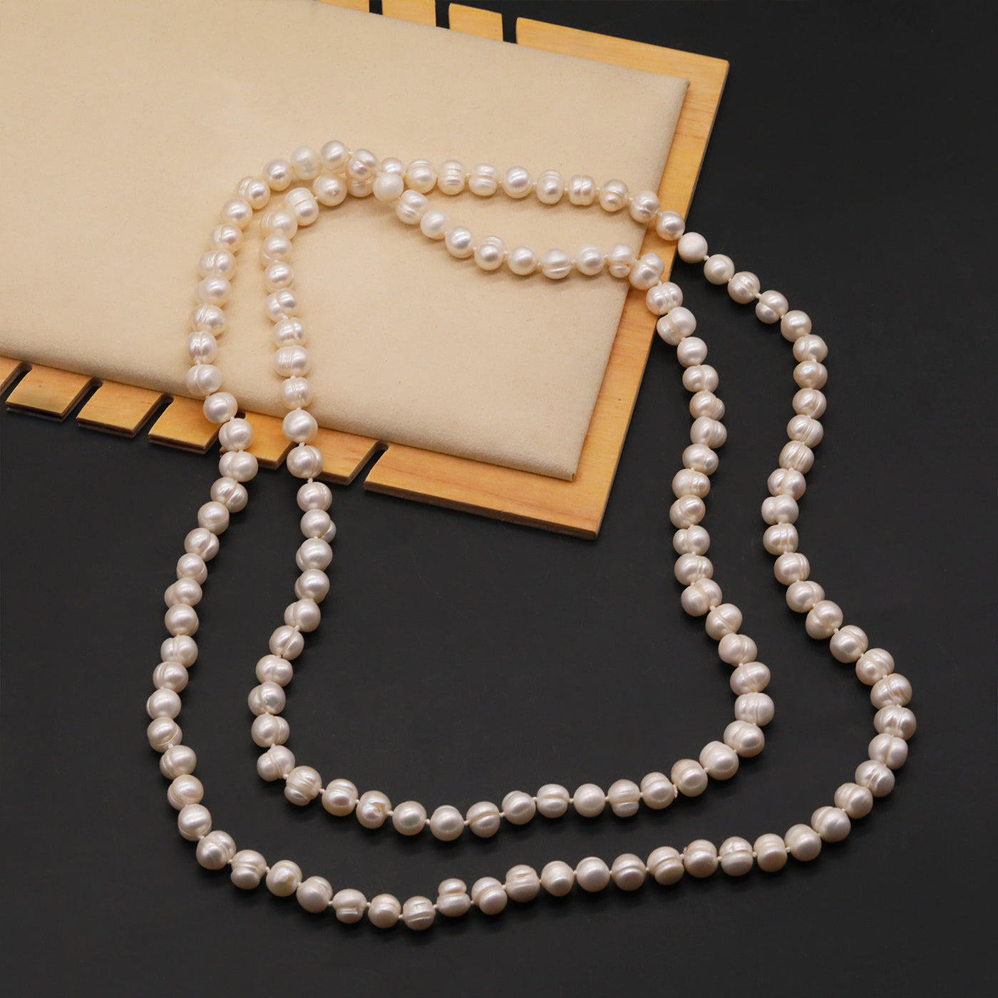 Palace style 55.1inch long white natural pearl necklace, 9-10mm real white freshwater pearl, freshwater pearl sweater chain, suitable for parties and banquets, ideal Valentine's Day gift【XL-2501White-05】