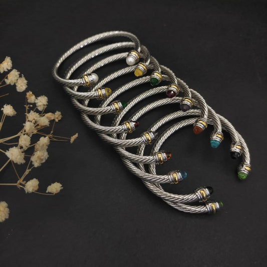 Designer David Yarman sterling twisted wire w stones and pearls