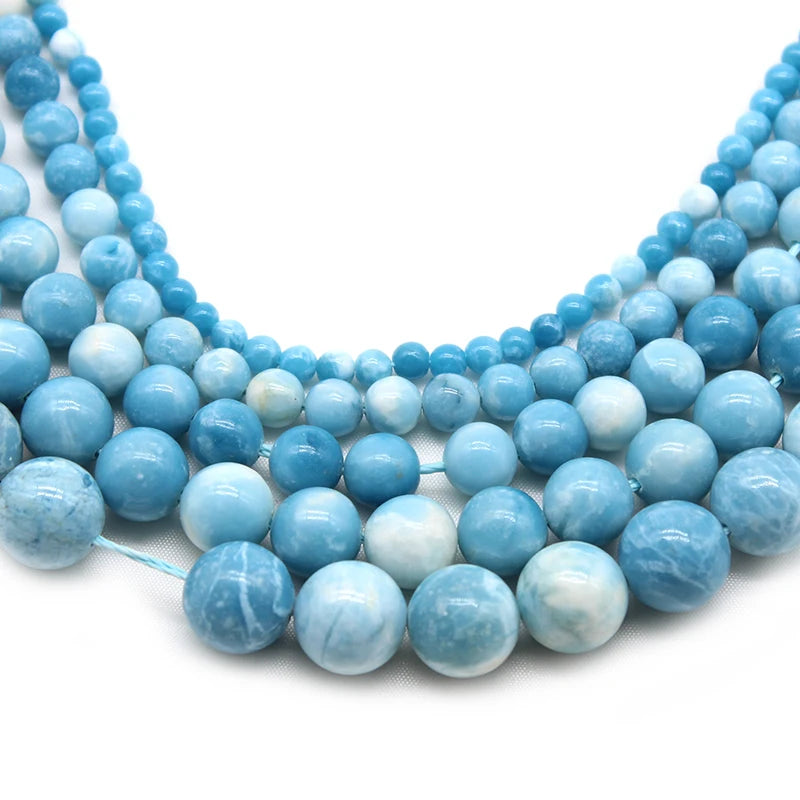 Wholesale Natural Sky Blue Stone China Larimar Round Beads Strand For Jewelry Making | Providence Silver Co. (Copy)