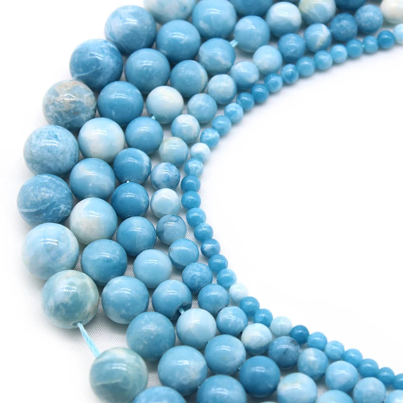 Wholesale Natural Sky Blue Stone China Larimar Round Beads Strand For Jewelry Making | Providence Silver Co. (Copy)