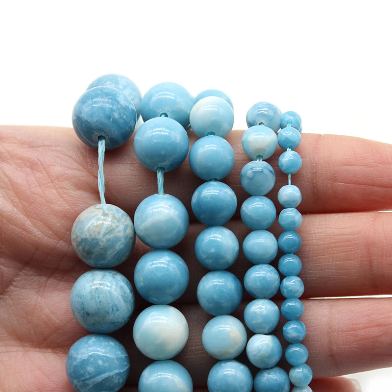 Wholesale Natural Sky Blue Stone China Larimar Round Beads Strand For Jewelry Making | Providence Silver Co. (Copy)