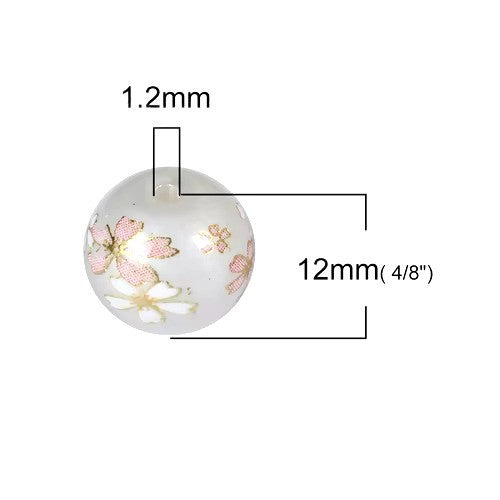 Glass Painting Vintage Japanese Tensha Beads Round Sakura Flower Pattern