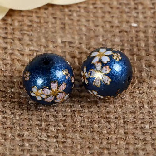 Glass Painting Vintage Japanese Tensha Beads Round Sakura Flower Pattern