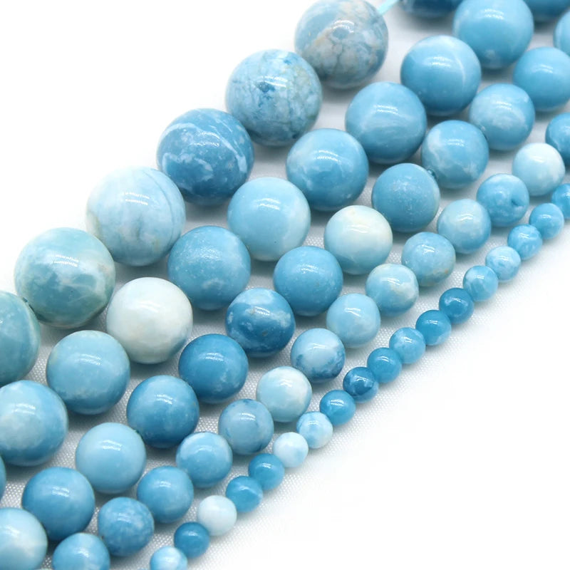 Wholesale Natural Sky Blue Stone China Larimar Round Beads Strand For Jewelry Making | Providence Silver Co. (Copy)