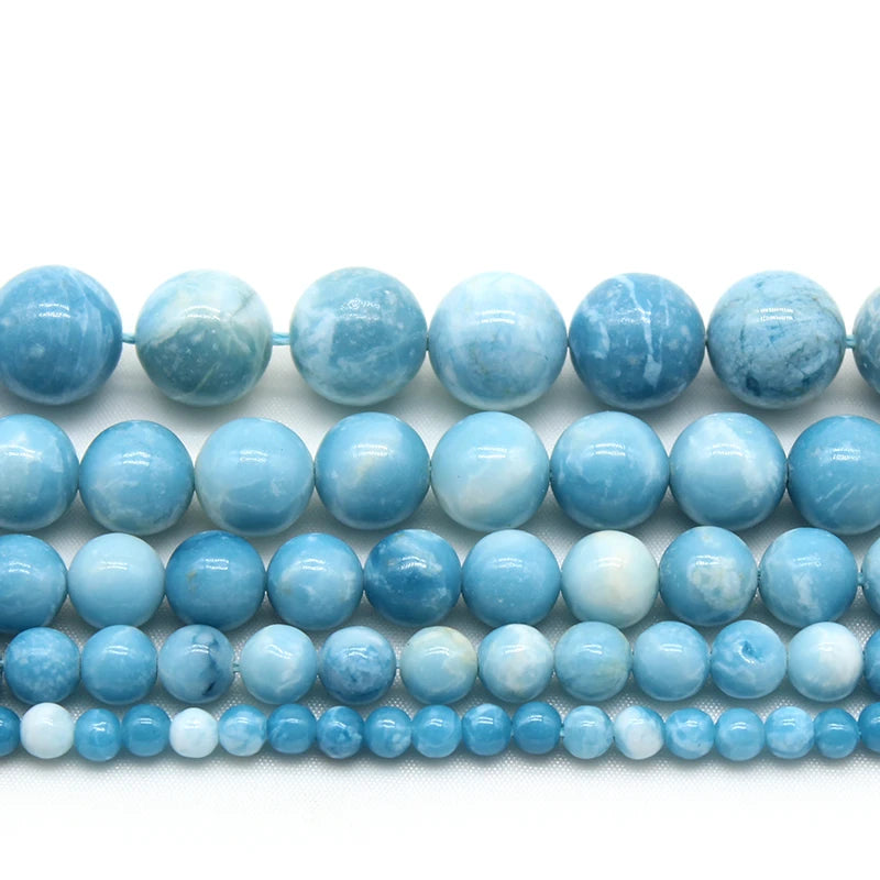 Wholesale Natural Sky Blue Stone China Larimar Round Beads Strand For Jewelry Making | Providence Silver Co. (Copy)