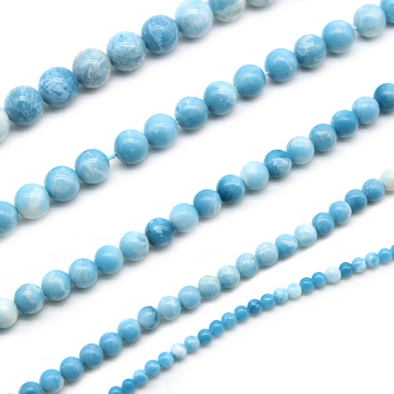 Wholesale Natural Sky Blue Stone China Larimar Round Beads Strand For Jewelry Making | Providence Silver Co. (Copy)