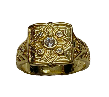 Unique Cross Open Cap Cuffic ring Small Secret Pattern Copper Rings - Providence silver gold jewelry usa