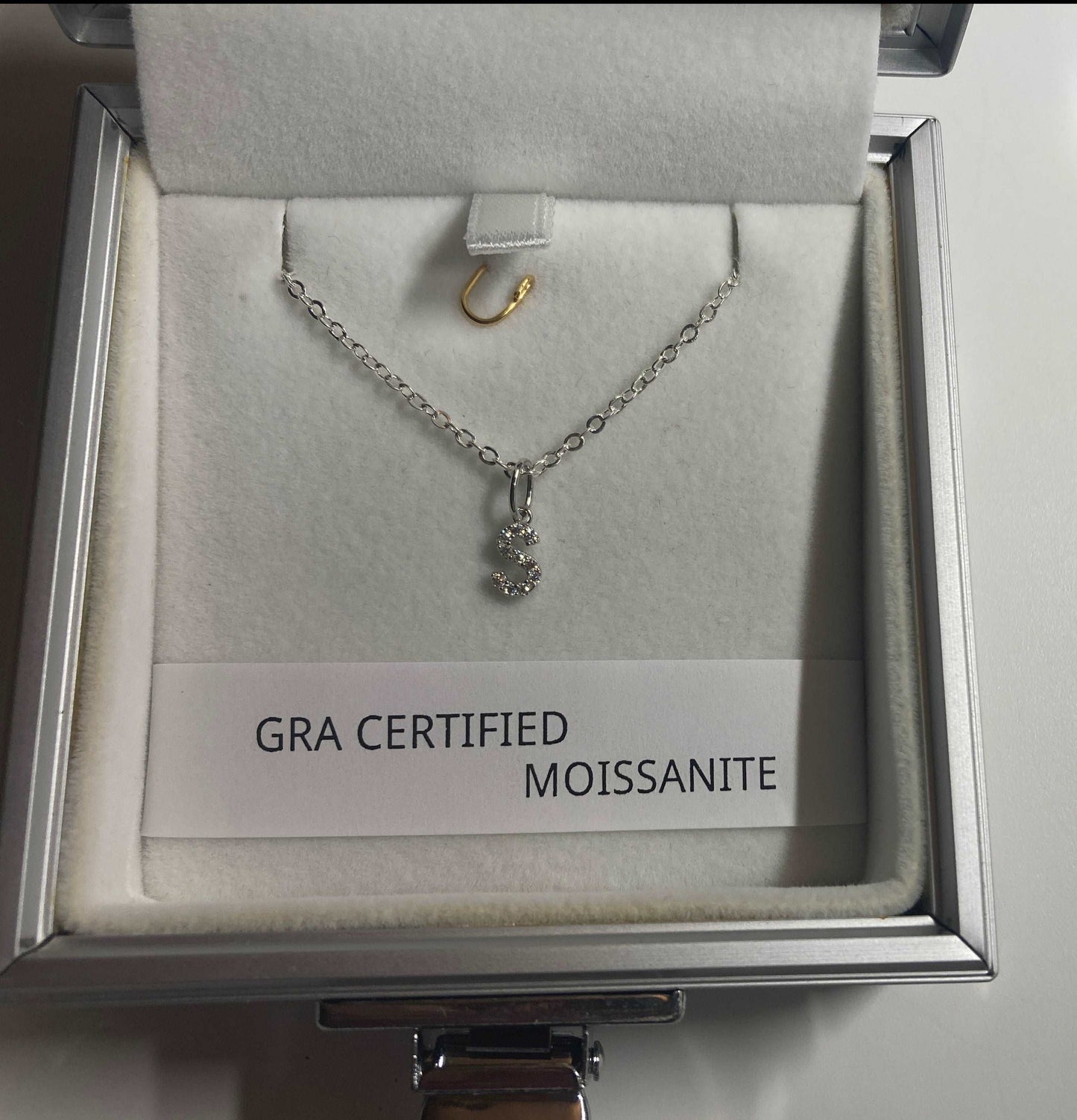 Personalize your Moissanite Initial Pendants in solid Sterling Silver