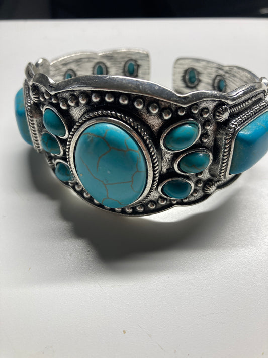 Indian turquoise and silver cuff bracelet