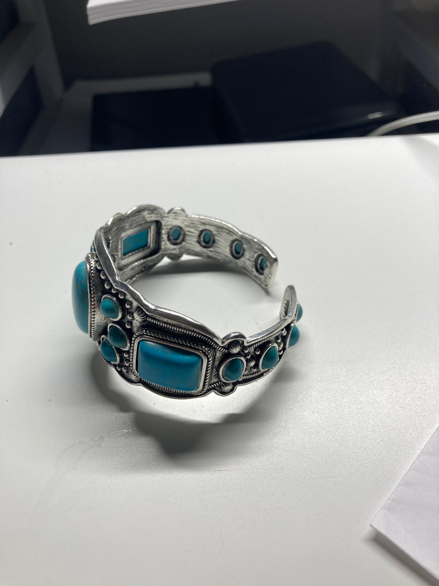 Indian turquoise and silver cuff bracelet