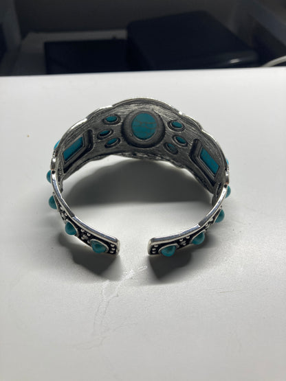 Indian turquoise and silver cuff bracelet