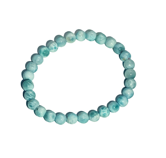 Natural Larimar Stone Beads Women Men unisex Bracelet Round Blue