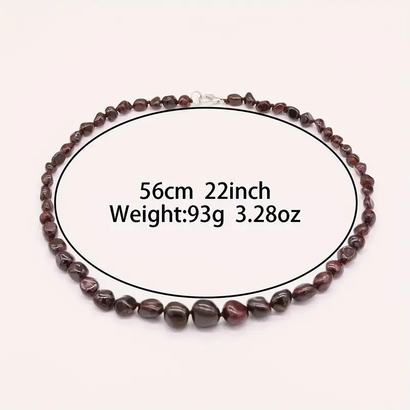 Handcrafted 22" Bohemian Garnet Stone Necklace