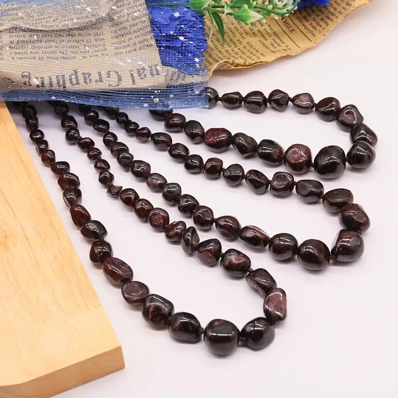 Handcrafted 22" Bohemian Garnet Stone Necklace