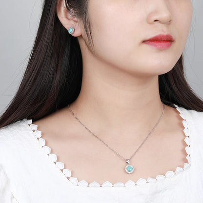 XYOP 925 sterling silver zircon jewelry gift vintage flowers natural precious Larimar pendant necklace female earrings