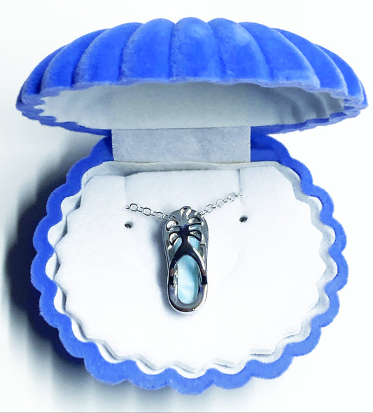 925 sterling silver Larimar Flip Flop - Sandel Pendant with Natural Larimar Silver Pendant