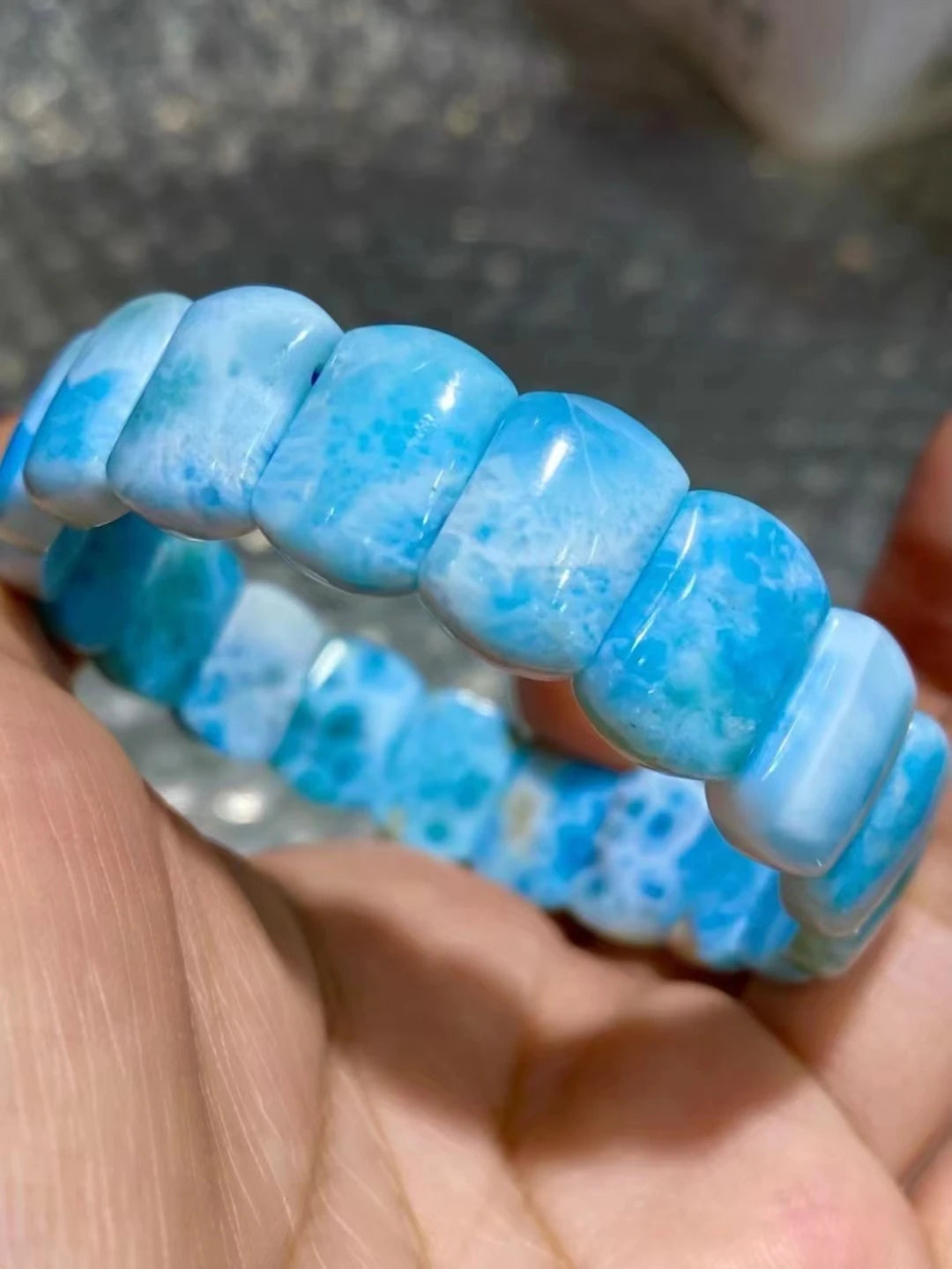 Natural Blue Larimar Rectangle Beads Bracelet 13.8x9.7x5.7mm Wholesale pricing