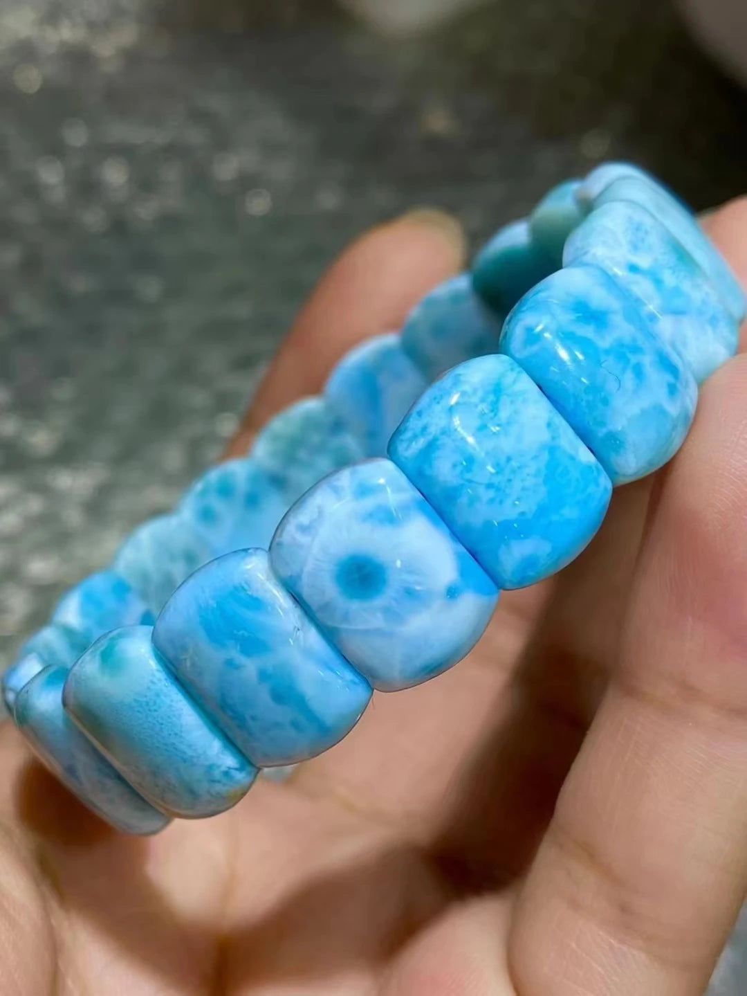 Natural Blue Larimar Rectangle Beads Bracelet 13.8x9.7x5.7mm Wholesale pricing