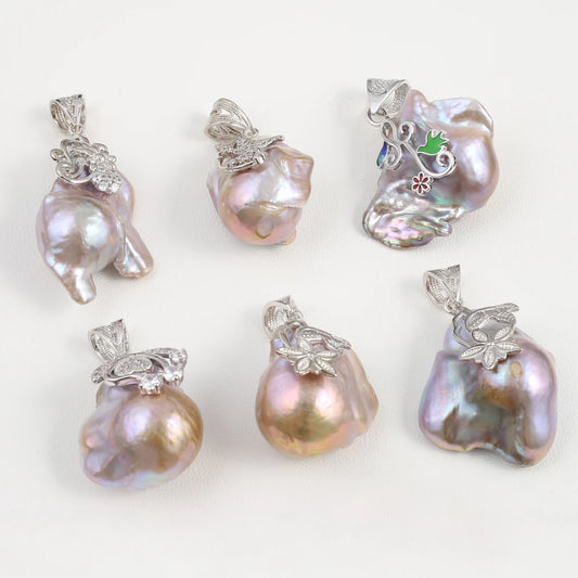 Wholesale lots of 4 pieces - baroque pearls with 925 fancy handcrafted Bails