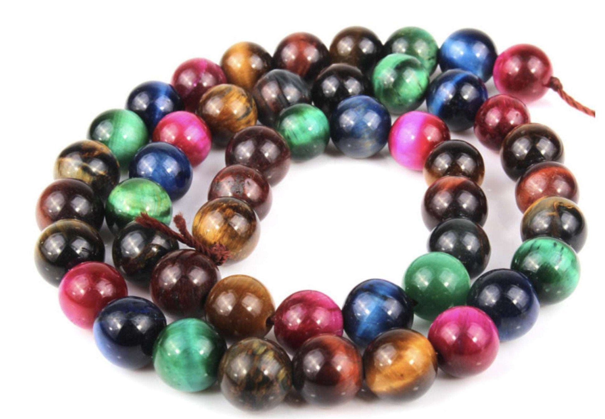 Multicolor genuine Tiger Eye Beads - Providence silver gold jewelry usa