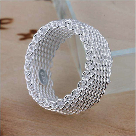 Sterling silver Band mesh Ring very popular style - Providence silver gold jewelry usa