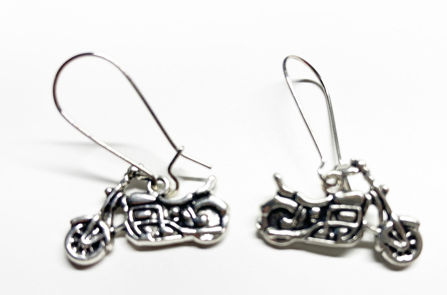 Motorcycle biker earring in antique silver