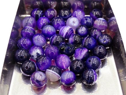 Purple Stripe Agate gemstone beads - Providence silver gold jewelry usa