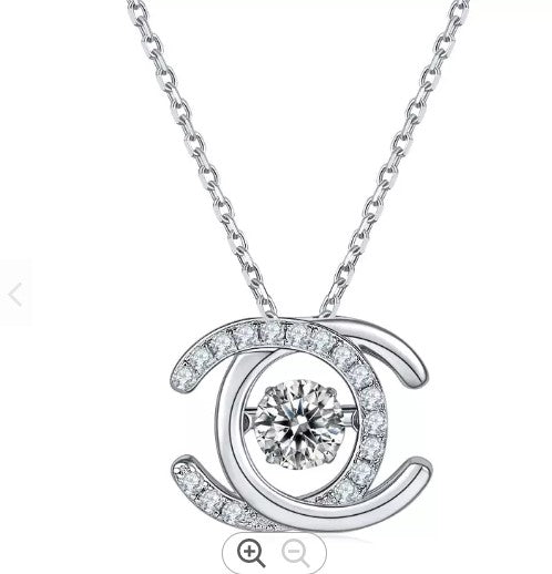 Sterling Silver Designer styled  Necklace 0.5ct moissanite diamond pendant-wholesale priced - Providence silver gold jewelry usa